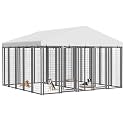 10x10 ft Outdoor Dog Kennel with Divider, Heavy Duty Dog Pen