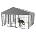 10X10X6.25 FT Large Outdoor Dog Kennel,Dogs Run Enclosure with Feeding Door,Heavy Duty Outdoor Dog Crate with Double Lock &amp; UV-Resistant Waterproof Roof