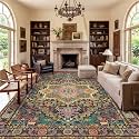 10x14 Black and Pink Moody Vintage Boho Oriental Soft Washable Area Rug