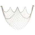 10x5 Feet Fish Net Decorations for Party, Beige Fishing Net Halloween Decor