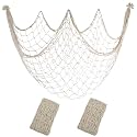 10x5 Feet Decorative Fishing Net for Party, 2 Pack Beige Fish Nets Decor