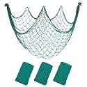 10x5 Ft Fish Net Decorations for Party,3 Pcs Aqua Fishing Net Mermaid Decor