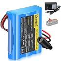 11.1V- 12V 2600mAh Rechargeable Li-ion Battery Pack with Charger, Bare Leads Wire Replacement Lithium Battery Compatible with 12 Volt Devices RC Car, Boat, Robot, DIY, LED Light Strip, CCTV Camera