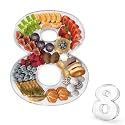 11" Acrylic Number Charcuterie Tray, Fillable Number Charcuterie Box for Food, Reusable Serving Cake Candy Dish Display Tray for Birthday Anniversary Party Decoration (Number 8)