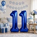 11 Balloon Number Birthday, Giant Navy Blue Number 1 &amp; 1 Helium Foil Balloon for Boys 11th Birthday, Dark Royal Blue 40'' Self Inflating Mylar 11 Balloon for Men Anniversary Party Decorations Supplies