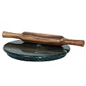 Luxe Craft Green Marble Chakla Belan 11 Inch | Heavy Stone Roti Maker Board | Handmade Chapati Rolling Board for Kitchen | Premium Marble Roti Chakla for Chapati, Puri, Paratha & Baking Dough