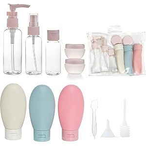 11 pcs travel bottle set  leakproof refillable toiletry containers for shampoo lotion cream handwash amp cosmetics with clear travel bag 60ml 11