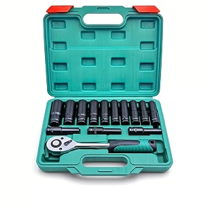 11 pieces 12-inch square drive 78mm deep impact socket hex set 6-point standard metric sizes cr-v steel 10mm to 24mm 10 in 1 11 in 1 impact socket set