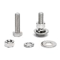(11 Sets) 3/8-16 x 1-1/4" Hex Head Screw Bolt, Nuts, Flat Washer &amp; Spring Lock Washers, 18-8 (304) Stainless Steel, Fully Threaded, by Skvltvfyt
