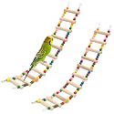 11-Step Bird Ladder Bridge,21.26 x 3.15 inch Raw Wood and Edible Dye