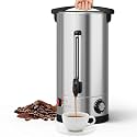 110 Cup Coffee Urn, 16l/4.2 Gal Stainless Steel Commercial Coffee Maker, Double Wall Hot Beverage Dispenser with Auto Temp Control Faucet for Buffet, Catering, Wedding, Events, Silver