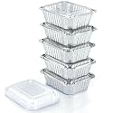 110 Pack - Small Aluminum Pans with Plastic Lids 1LB Disposable Baking Foil Containers, Takeout Food Storage, Freezer, for Restaurants &amp; Catering - Size 5.5x4.5x1.9