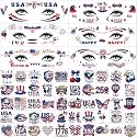 110+ PCS 4th of July Face Temporary Tattoos, 22 Sheets USA 250th Anniversary Merchandise Temporary Tattoos, Fourth of July Decorations Accessories For Memorial Day Independence Day Labor Day Supplies