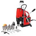 1100W Magnetic Drill Press, 550RPM Portable Mag Drill with 1.57" Boring Diameter & Double Track, Includes 11 Metal Drill Bits, Professional Electric Drill for Steel, Industrial, DIY Projects