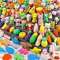 110Pcs Animal Erasers Bulk, Fun Desk Pets for Treasure Box, Pinata Fillers