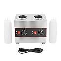 110V 320W Electric Chocolate Sauce Warmer, Hot Cheese Sauce Dispenser with 2 Squeeze Bottle, Toppings Bottle Warmer with 30-85℃ Adjustable Temperature