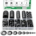 1110PCS Black Flat Washers Assortment, 9 Metric Sizes, M2-M12