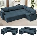 112 Fabric Sectional Sofa wPull Out Bed