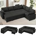 112 Fabric Sectional Sofa wPull Out Bed