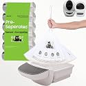 119 Pack Set Automatic Litter Box Bags Fit for Litter Box Robot 5/4/3, Heavy Duty Drawstring Waste Bags, Sensor-Compatible, Tear Resistant, Pop-Up Dispenser, White, 119 Liners + 5 Cat Toys