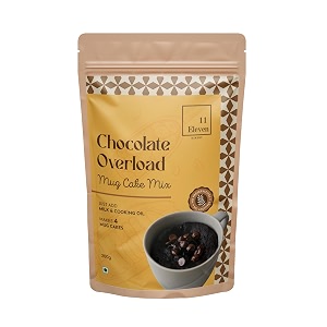 11eleven bakery healthy mug cake mix  chocolate overload- 200g  eggless and instant cake mix powder  cake premix 2 step - mix amp bake  100 vegetarian  ready in less than a minute