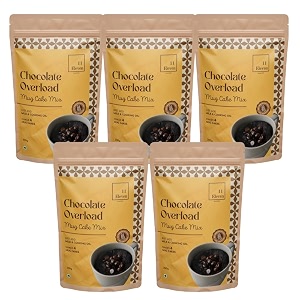 11eleven bakery healthy mug cake mix chocolate overload 200g each pack of 5 eggless  instant mug cake mix powder  2 step - mix amp bake  easy to make100 vegetarian