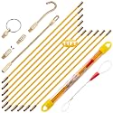 11FT Fiberglass Wire Running Kit, Cable Running Rods with 5 Attachments