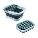 11L（2.91 Gallon） Collapsible Dish Basin with Drain Plug, Space Saving Outdoor Multiuse Foldable Sink Tub, Dishpan, Portable Kitchen Storage Tray for Vegetable Washing, Camping, RV (Green)
