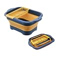 11L（2.91 Gallon） Collapsible Dish Basin with Drain Plug, Space Saving Outdoor Multiuse Foldable Sink Tub, Dishpan, Portable Kitchen Storage Tray for Vegetable Washing, Camping, RV (Yellow)