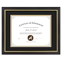 11x14 Diploma Frame Black Gold Trim Fit 8.5x11 with Black W Gold Double Mat