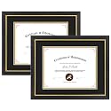 11x14 Diploma Frame Black Gold Trim Fit 8.5x11 with Black W Gold Double Mat