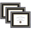 11x14 Diploma Frame Blue Gold Trim Fit 8.5x11 with Black W Gold Double Mat