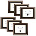 11x14 Diploma Frame Brown Gold Trim Fit 8.5x11 with Black W Gold Double Mat