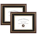 11x14 Diploma Frame Brown Gold Trim Fit 8.5x11 with Black W Gold Double Mat