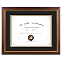 11x14 Diploma Frame Brown Gold Trim Fit 8.5x11 with Black W Gold Double Mat