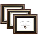 11x14 Diploma Frame Brown Gold Trim Fit 8.5x11 with Black W Gold Double Mat
