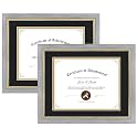 11x14 Diploma Frame Grey Gold Trim Fit 8.5x11 with Black W Gold Double Mat