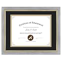 11x14 Diploma Frame Grey Gold Trim Fit 8.5x11 with Black W Gold Double Mat