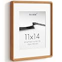 11x14 Picture Frame, Natural Solid Teak Wood Photo Frame, Rounded Corner