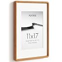 11x17 Picture Frame, Natural Solid Teak Wood Photo Frame, Rounded Corner