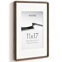 11x17 Picture Frame, Natural Solid Walnut Wood Photo Frame, Rounded Corner