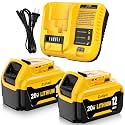 12.0Ah Replacement for Dewalt 20V Max Battery and DCB107 Charger(3Pack)