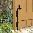 12" Heavy Duty Cane Bolt Gate Drop Rod - Vinyl Fence Gate Drop Rod, Gate Stopper &amp; Gate Anchor for Wood/PVC/Metal Fences, Double/Wrought Iron Doors, Black Finish, 1 Pack