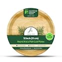 12" Round Areca Palm Leaf Plates (24-Pack) | Better Than Paper &amp; Bagasse | Eco Friendly, Compostable| Microwave &amp; Freezer Safe | Strong &amp; Sturdy | Use &amp; Throw | Parties, Events, Weddings