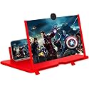 12" Screen Magnifier,3D HD Mobile Phone Magnifier Projector Screen Enlarger for Movies, Videos, and Gaming,Foldable Cell Phone Stand with Screen Amplifier,Supports All Smartphones (Red, 12inch)