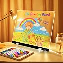 12"x8.5" LED Drawing Board with 12 Markers, Brightness Adjustment Touch Button Control, Doodle Glow Acrylic Dry Erase Board with LED Light, Writable Night Light, Gifts for Kids/Office/Home/Outside