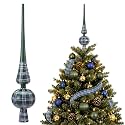 12''Vintage Green Tartan Christmas Tree Topper Double Gourd Finial Ornament