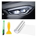 12 × 48 Inch Car Light Tint Film, Shiny Chameleon Headlights Tail Lights Fog Lights Films with Squeeze &amp; Cutter, Self Adhesive Vinyl Film Sticker Sheet Roll Car Accessories (Transparent)