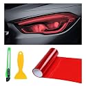 12 × 48 Inch Car Light Tint Film, Shiny Chameleon Headlights Tail Lights Fog Lights Films with Squeeze &amp; Cutter, Self Adhesive Vinyl Film Sticker Sheet Roll Car Accessories (Red)
