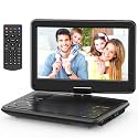 12.5" Portable DVD Player with 10.5" Swivel Screen, 5-Hours Rechargeable Battery,Car DVD Player,Support CD/DVD/SD Card/USB,Regions Free,Dual Speakers, Black